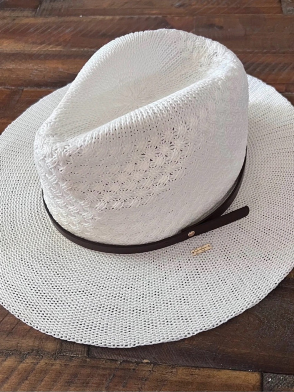 Jessica Simpson White Wide Brim Sun Hat Coastal Cowgirl Western One Size